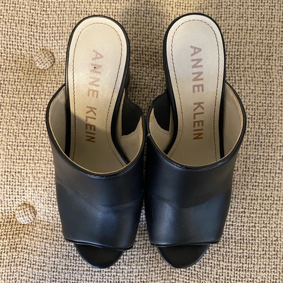 Anne Klein Shoes - Anne Klein Black Block Heeled Mules
